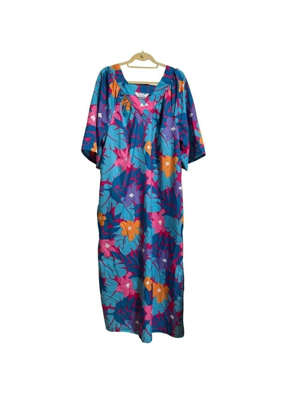 Tropical Floral Maxi Dress in Teal and Pink